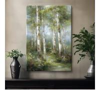 IXEHOH Forest Birch Tree Canvas Wall Art Prints, Impressionist Nature Landscape Pictures Wall Decor, Serene Woodland Scene Artwork for Living Room, Bedroom or Home Office Vertical Wall Art 70x100