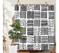 IXEHOH Geometric Dot And Line Shower Curtain,Minimalist Black And White Shower Curtain,Modern Abstract Bathroom Decoration with 12 Hooks,Machine Washable(120x150cm/47x59in(WxH)
