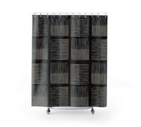 IXEHOH Gray Black Shower Curtains Masculine Bathroom Mid Century Modern Stall Shower Curtain Squares Dark Neutral Retro Bath Decor 150x150cm/59x59in(WxH)
