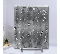IXEHOH Grey Shower Curtain Water-Resistant Fabric Bathroom Decor Geometric Shower Modern Bath Screen with 12 Hooks,Washable 175x210cm/69x83in(WxH)