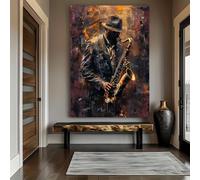IXEHOH Jazz Saxophone Player Canvas Print, Large Modern Abstract Music Wall Art for Living Room, Emotional Musician Portrait Wall Decor, Vertical Wall Art Aesthetic for Home Office Bedroom 80x130
