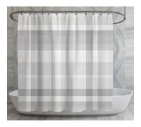 IXEHOH Light Gray And White Abstract Square Shower Curtains,Gray Check Print Shower Curtain with 12 Plastic Hooks,Washable 120x190cm/47x75in(WxH)