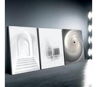 IXEHOH Minimalist Black and White Architecture Canvas Wall Art 3 Piece Set, Large Modern Abstract Canvas Prints for Living Room, Geometric Landscape Vertical Wall Art for Office Home Decor 50x70cmx3