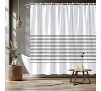 IXEHOH Modern Abstract Geometric Shower Curtain - Black Thick Horizontal Lines & Dotted Shower Curtain Polyester Fabric,Machine Washable with 12 Hooks(200x180cm/78x71in(WxH))