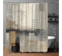 IXEHOH Modern Abstract Neutral Beige/Gray/Black/White Shower Curtain - Large Rectangular Bathtub Partition Bathroom Shower Curtain, 12 Hooks Machine Washable Fabric(90x180cm/35x71in(WxH)