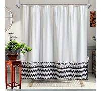 IXEHOH Modern Bathroom Shower Curtain - Extra Long Shower Curtains for Bathroom with 12 Hooks, Black and White geometric pattern, Machine Washable Polyester Fabric(200x220cm/79x87in(WxH))