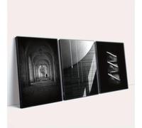 IXEHOH Modern Black and White Architecture Canvas Wall Art 3 Piece Set, Minimalist Geometric Abstract Pictures Wall Decor for Living Room, Office, Bedroom, Aesthetic Wall Art 30x40cmx3