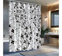 IXEHOH Modern Minimalist Shower Curtain,Elegant Floral Branches pattern in Gray/Black/White,Shower Curtains for Bathroom Decor Machine Washable Polyester Fabric(243x182cm/96x72in(WxH)