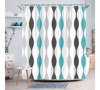IXEHOH Modern Shower Curtain Featuring Wavy Curved Lines in Dark Gray And Teal, Minimalist Shower Curtain with 12 Hooks for Batroom, Polyester Fabric(120x175cm/47x69in(WxH))