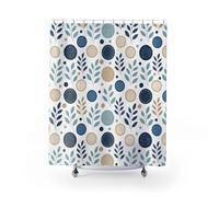 IXEHOH Scandinavian Botanical Shower Curtain,Modern Leaf Print Shower Curtain for Bathroom, Water Repellent Machine Washable(150x160cm/59x63in(WxH))