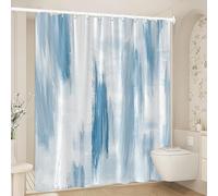 IXEHOH Shower Curtain Featuring Elegant Blue Stripes in a Watercolor Abstract Shower Curtains,Made from Polyester Fabric,Includes 12 Hooks(90x180cm/35x71in(WxH))