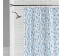 IXEHOH Water Drops Waterproof Fabric Shower Curtain With 12 Hooks, Blue Printed Modern Hotel Luxury Quality Cloth Bathroom Curtains 170x170cm/67x67in(WxH)