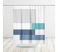 IXEHOH White Shower Curtain,Modern Blue Geometric Art Decor Washable Bath Curtains,Abstract Fabric Shower Curtain for Bathroom 80x160cm/31x63in(WxH)