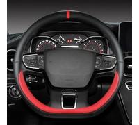 IXEUYN Auto Steering Wheel Cover for Ford Puma ST-Line 2020-2023, Anti-slip Breathable Leather Car Steering Wheel Cover Protector Accessories,red-D