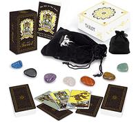 IXIGER Tarot Cards with Guide Book,78 Original Tarot Cards Deck Fortune Telling Game for Beginners&Expert Readers,Classic Tarot Deck Standard Size 4.75" x 2.76",Tarot Cards with Bag and Chakra Stoneag