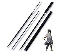 IXIM Christmas Prop Weapon for Naruto of Slayer Cosplay Sword, 100CM Sasuke Samurai Sword, Naruto Anime Blade Wooden Ninja Sword Toy With Scabbard, Black/White (Color : Black)