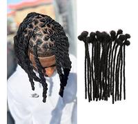 IXIMII 0.4 cm Real Human Hair Dreadlock Extensions 8 inch 20 Strands Full Handmade Permanent Locs Soft Natural Black Dreads Extensions for Men Women Kids,Can Be Dyed Bleached Curled