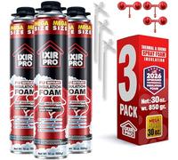 ixirpro Spray Foam Insulation Can (3 x 30 oz. / 850 g) Expanding Sealant, Mega Size Closed Cell Spray Foam Insulation, High Density, Walls Ceiling Windows Doors