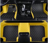 IXITAB Custom Leather Car Floor Mats for FIAT Abarth 595 2019, Full Protection Coverage Carpet All Season Waterproof Non-Slip Floor Liners（Drive Right）,O Black Yellow