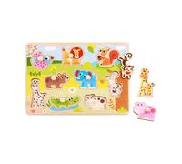 iXium Wooden Jungle Safari Animal Jigsaw Puzzle Peg Shape Sorter Toddlers Toy Present 18 Months +