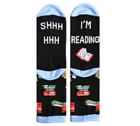 Ixkbiced Unisex Funny Saying Novelty Crew Socks Shhh I Am Reading Books Mid Tube Hosiery