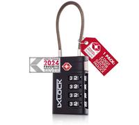 iXLOCK TSA Approved Luggage Locks Suitcase Locks NewGen TSA008 (1 Pack Black) 4 Digit Flexible Cable Suitcase Padlock. Travel Bag Combination Luggage Padlocks for Suitcases. Bags Case TSA Travel Lock