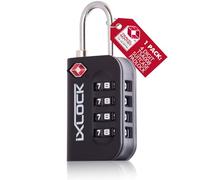 iXLOCK TSA Approved Luggage Locks Suitcase Locks NewGen TSA008 (1 Pack Black) 4 Digit Security Suitcase Padlock. Travel Bag Combination Luggage Padlocks for Suitcases. Bags Case TSA Travel Lock