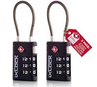iXLOCK TSA Approved Luggage Locks Suitcase Locks NewGen TSA008 (2 Pack Black) 3 Digit Flexible Cable Suitcase Padlock. Travel Bag Combination Luggage Padlocks for Suitcases. Bags Case TSA Travel Lock