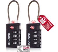 iXLOCK TSA Approved Luggage Locks Suitcase Locks NewGen TSA008 (2 Pack Black) 4 Digit Flexible Cable Suitcase Padlock. Travel Bag Combination Luggage Padlocks for Suitcases. Bags Case TSA Travel Lock