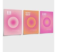 IXMAH Gradient Aura Angel Numbers Poster Sets for Room Aesthetic Positive Quotes Canvas Wall Art Paintings Colorful Abstract Trendy Y2k Style Room Wall Decor for Bedroom Office 12x16in Unframed