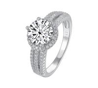 IXMLDAXD 2ct D Color VVS1 Moissanite Diamond Rings for Women Yellow/Green/Pink Moissanite Engagement Rings Round Cut Diamond Wedding Band with Certificate(White,5)