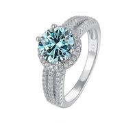 IXMLDAXD 2ct D Color VVS1 Moissanite Diamond Rings for Women Yellow/Green/Pink Moissanite Engagement Rings Round Cut Diamond Wedding Band with Certificate(Blue,9)