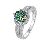 IXMLDAXD 2ct D Color VVS1 Moissanite Diamond Rings for Women Yellow/Green/Pink Moissanite Engagement Rings Round Cut Diamond Wedding Band with Certificate(Blue green,9)