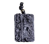 IXMLDAXD black obsidian necklace, Black Obsidian Buddha Necklace Pendant Guan Yun Dragon Jade Pendant Jade Jewelry Fine Jewelry Lucky Gifts for Women with Box