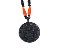 IXMLDAXD black obsidian necklace， Natural Obsidian Thailand Ganesha Necklace Pendant Elephant Amulet Jade Pendant Jade Jewelry Fine Jewelry