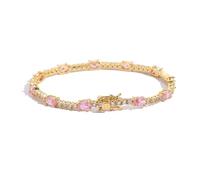 IXMLDAXD bracelet for women, Tennis Bracelets for Women 18K Gold Plated Classic Rhinestone Round Oval Cut Cubic Zirconia Bracelets for Women Bridal Jewelry(Rose gold 8)
