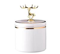 IXMLDAXD Cremation urn， Pet Ashes with Golden Deer Statue Design - Urn for Human Adult(White,Medium)
