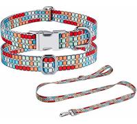 IXMLDAXD Hundhalsband， Classics Plaid Dog Collar And Leash Set Female Pet Collars With Adjustable Metal Buckle For Wedding Holiday Birthday Party(Blue2 Set,M)