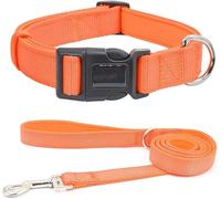 IXMLDAXD Hundhalsband， Durable Tactical Dog Collar Leash Set Personalized Nylon Military Training Collars For Small Medium And Large Dogs(Orange set,S)