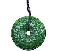 IXMLDAXD Jadeite necklace, Jade Safety Button Pendant Ping An Kou Necklace Lovers Lucky Amulet Jewelry Chinese