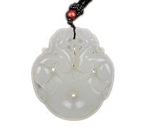 IXMLDAXD Jadeite necklace, Pure Obsidian Natural Pendant Necklace Zodiac Bodhisattva Amulet Talisman(Twosided Pixiu)