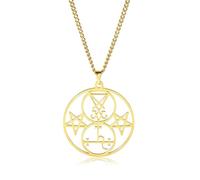 IXMLDAXD necklace， Witchcore Enchantment Solomon's Guardian Seal Necklace, Stainless Steel Pentagram Amulet(Gold)