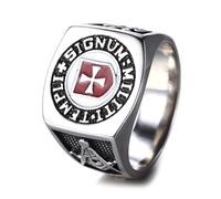 IXMLDAXD ring， Knights Templar Signet Ring - MILITI TEMPLI SIGNUM Stainless Steel York Rite Masonic Crusader Cross(O)