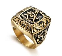 IXMLDAXD ring， Titanium Steel Vintage Freemasonry Honor Signet Jewellery Classic Collection(Y)