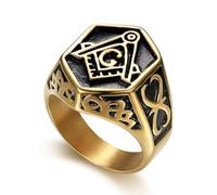 IXMLDAXD ring， With Eternal Infinity Symbol - Gold Plated Stainless Steel Vintage Mystic Ring for Men(S)