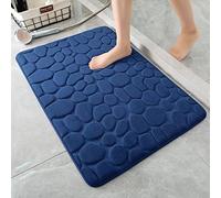 IXMLDAXD Shower Mat, Bath mat Soft Bathroom Rugs Cozy Velvet Bath Mat Non-Slip Water Absorbent Shower Carpet Washable Thick Floor Mat(Dark Blue,40X60X1.5CM)