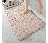 IXMLDAXD Shower Mat, Bath mat Soft Bathroom Rugs Cozy Velvet Bath Mat Non-Slip Water Absorbent Shower Carpet Washable Thick Floor Mat(Khaki,40X60X1.2CM)