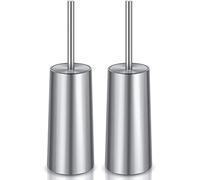 IXO Toilet Brush and Holder, 2 Pack 304 Stainless Steel Toilet Brush with Long Handle, Toilet Bowl Brush for Bathroom Toilet-Ergonomic, Elegant,Durable(Silver)