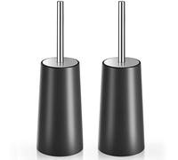 IXO Toilet Brush and Holder, 2 Pack Toilet Brush with 304 Stainless Steel Long Handle, Toilet Bowl Brush for Bathroom Toilet-Ergonomic, Elegant,Durable (Black)