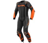 Ixon Vortex 3 1-Piece Motorcycle Leather Suit, black-grey-orange, size 4XL for Men